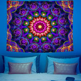 PSYHILAR Blacklight Trippy Mandala Tapestry, Boho Black Light Posters for Adults UV Reactive Room Decor for Bedroom Wall (60 x 50 Inches)