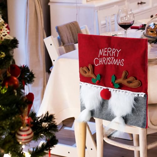 Christmas Chair Dinner Table Decoration Embroidery Chair Back Covers Protector 2024 New Year Holiday Party