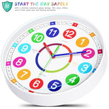 Kids Wall Clock - Non-Ticking, Battery-Operated Time Teaching Clock for Kids, Ideal for Children’s Bedrooms, Playrooms, and Stylish Home Décor – White, 12 Inch