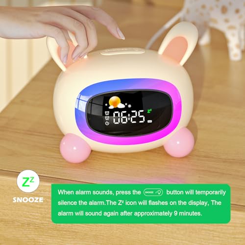 ANALOI Alarm Clock for Kids,Ok to Wake Clock,Sleep Training Clock with Night Light & Sound Machine, Cute Kawaii Alarm Clock for Birthday Gift Boy Girls Toddlers Bedrooms