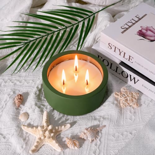 Viyffo 20oz Large Fall Decorative Candle - Eucalyptus & Rosemary, 3 Wick Non Toxic Soy Candle for Women & Men, Matte Green Ceramic Jar, Luxury Home Fragrance, Elegant Room Decor & Premium Holiday Gift