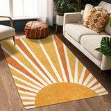 Lahome Boho Sun Print Area Rug 3x5, Washable Living Room Rug