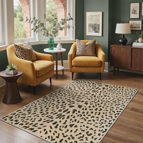 3x5 Washable Rug Small Leopard Print Area Mat for Entryway Bathroom