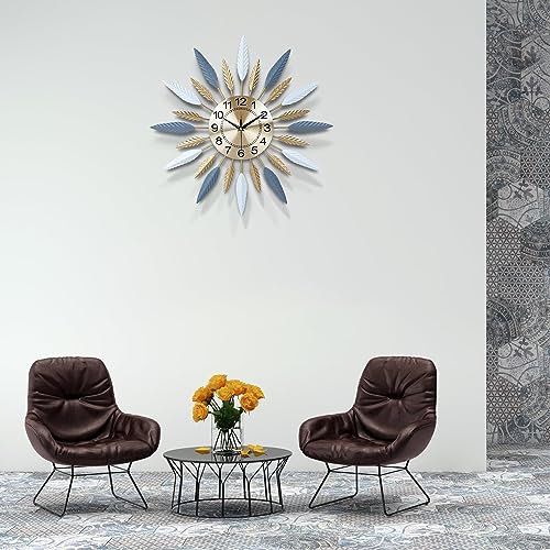 Lafocuse 23 Inch Silent Large Wall Clock for Living Room Décor, Decorative Mid Century Wall Clock, Sunburst Starburst Wall Clocks Battery Operated, Modern Art Deco