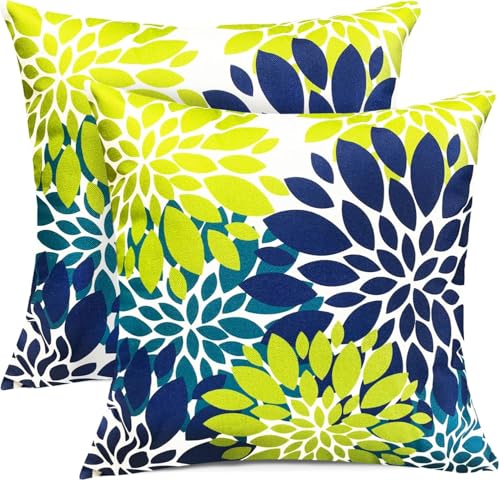 Decorative Throw Pillow Covers Set of 2 Blue Green pillow covers 16x16