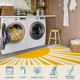 Lahome Yellow Rainbow Sun Area Rug 8x10 for Classroom