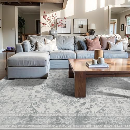 4x6 Vintage Boho Washable Rug for Bedroom(Grey)