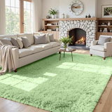 5x7 Fluffy Shag Area Rugs for Living Room Bedroom: Soft Carpet Mint Green