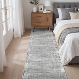 2x8 Runner Rug, Grey Abstract Washable Kitchen Rugs for Hallway