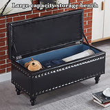 Modern Upholstered Storage Pouf with Buttons Lift-Top Design Faux Leather Pink & Black 35x17x18 Inches - Stylish Ottoman for Living Room Decor