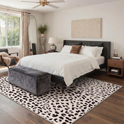 Leopard Print Rugs 8x10 Washable Area Carpet for Living Room Bedroom