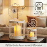 Vela Lanterns Decorative Indoor Birdcage Candle Holder Set of 2, White