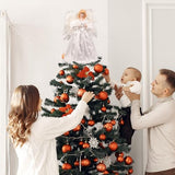 Christmas Tree Topper with Lights | 12.5 inch White Angel Tree Topper | Battery-Powered Tree Toppers Christmas Decorations