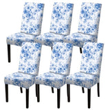 Nuxovilar Dining Chair Covers Blue Floral Watercolor Pattern Milk Silk 23.6x66.9 Inches Dining Chair Covers Set Cover for Area Kitchen Classic Home