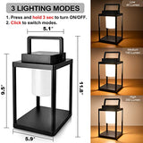 Aluminum Outdoor Table Lamp - Rechargeable 350 Lumen 3 Level Touch Control, IP44 Waterproof Cordless Outdoor Lamps Table Lantern with USB Port for Patio(3000K Warm White)