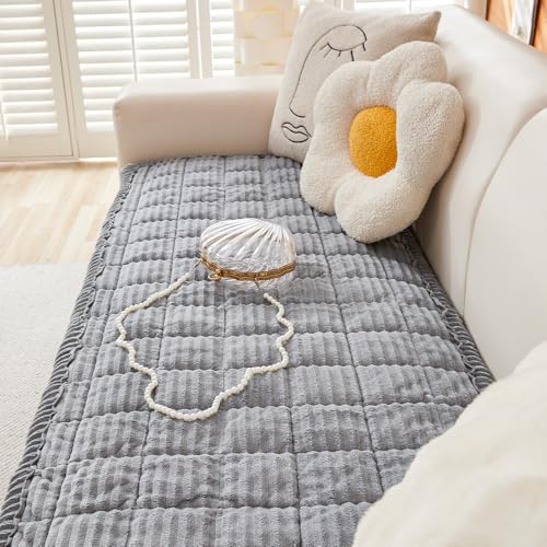 Awjcsv Couch Cover for Dogs Washable, Fuzzy Pet Couch Covers for 3 Cushion Sofa Pet Friendly, Non Slip Sofa Cover (Light Blue-Grey, 27.6" X 82.7"/70 X 210cm)
