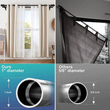 Double Curtain Rod, 1 Inch Heavy Duty Rust-Resistant Metal Dual Rod Set, Snap-On Bracket, Adjustable Segmented Design with Ball Finials, Black Curtain Rods for Windows 34-38 Inch