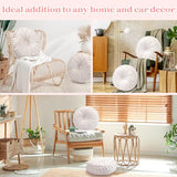 Beeveer 2 Pcs Round Throw Pillows 15 Inch Decorative Velvet Pleated Pumpkin Pillows Boho Floor Pillow with Center Button for Living Room Couch Chair Bed Sofa Home Decoration (Ivory)