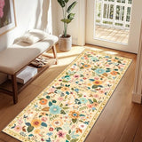 Floral Washable 2x6 Area Rugs Runner Entryway Hallway Yellow/Orange