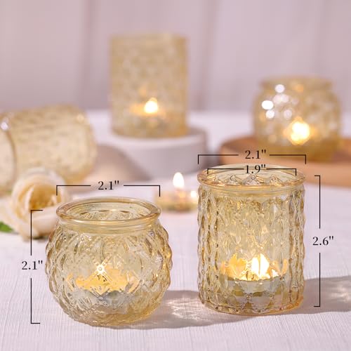 12Pcs Assorted Gold Votive Candle Holders, Tea Light Candle Holder for Table Centerpiece, Gold Candle Holders for Wedding Centerpieces, Brithday and Holiday Decorations