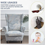 HAOYONG Stretch Wing Chair Cover Set Ottoman Slipcover 2 Pieces Wingback Chair Slipcover and and 1 Piece Rectangle Storage Stool Cover Removable Armchair Sofa Covers for Living Room Bedroom