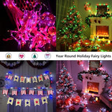 BrizLabs July 4th Fairy Lights, 66ft 200 LED Color Changing Fairy Lights with Remote, Plugin Red White Blue Twinkle Light RGB Rainbow Starry Xmas Light Music Sync for Xmas Halloween Home Party Wedding