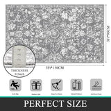 Pauwer Vintage Area Rug 3x5, Non Slip Distressed Entry Throw Rug, Grey