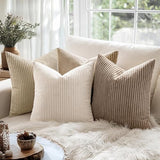 MIULEE Decorative Corduroy Pillow Covers Soft Solid Pack of 2 Cushion Cases Boho Square Throw Pillow Covers Cream White Boho Pillowcases for Couch Chair Sofa Bed Living Room Home Decor 18 x 18 Inch