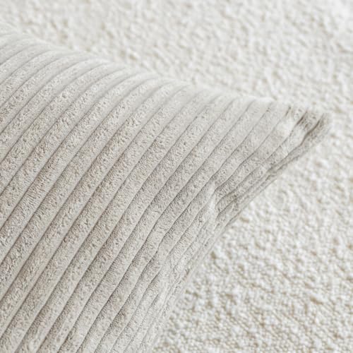 Decorative Corduroy Throw Pillow Covers 18x18 Inch Neutral