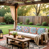 Outdoor Pillow Covers 18x18 Set of 4 Morden Geometric Patterns Waterproof Throw Outdoor Pillows Boho Decorations for Funiture Patio Garden Home