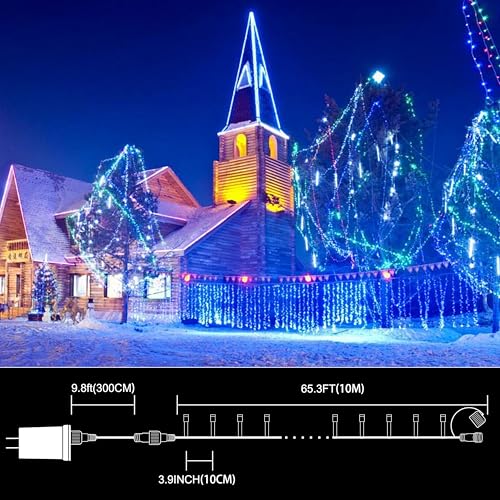 LAMPHOME 33FT 100 LED Blue Christmas Lights,16 Modes Connectable Fairy String Lights, Plug in Indoor Outdoor Blue Lights for Xmas Tree, Party, Garden, Hanukkah, Independence Day Patriotic Patio Decor
