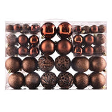 Christmas Balls Tree Ornaments Set, Shatterproof Xmas Decorations Set with Reusable Hand-held Gift Package for Holiday Indoor Tree Decor (100, Brown)