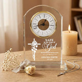 Personalized Memorial Crystal Cross Clock, Sympathy Clocks, in Memory for Loss of Loved Mom/Grandma, Memorial Gifts Clock