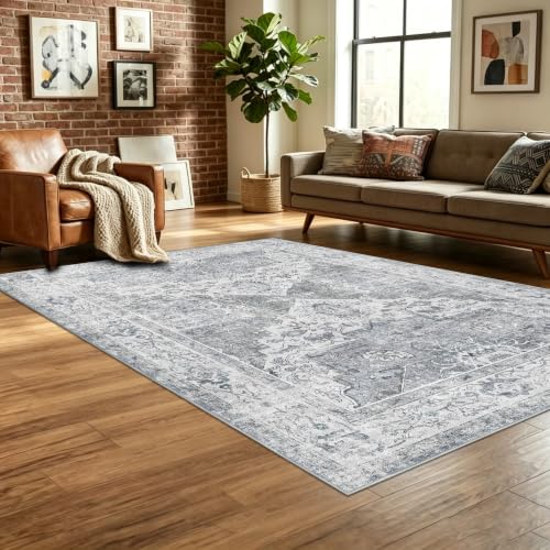 5x8 Area Rugs, Washable Non-Slip Low Pile Rugs for Living Room