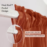 MIULEE Terracotta Linen Textured Sheer Curtains 2 Panels for Bedroom/Living Room Semi Transparent Voile Drapes Rust Boho Orange Rustic Fall Decor Window Panels Rod Pocket, W 54 x L 84 Inches Long
