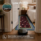 GarveeHome Brown 5x7 Area Rug, Vintage Floral Design, Machine Washable Low Pile Rug, Lightweight Non Slip, Soft Carpet for Living Room Bedroom Dining Room Nursery
