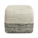 SIMPLIHOME Macie 18" Wide Square Pouf in Grey/White PET Polyester