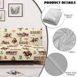 Suobstales Horse Cactus Cowboy Pattern Futon Slipcover Armless Sofa Cover Stretch Furniture Protector for Foldable Couch Bed with Elastic Bottom for Living Dining Room