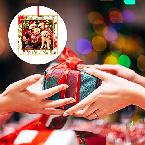 WaaHome Picture Frame Christmas Ornaments 2026-3'' Floral Photo Frame Christmas Tree Ornaments Decorations Gifts for Family Friends Women Mom