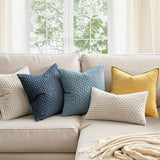 MIULEE Lumbar Decorative Throw Pillow Covers 12x20 Cream White Corduroy