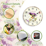 TAHEAT Lavender Wall Clock, Small Vintage Floral Provence Kitchen Clocks, Retro Rustic Battery Operated Wall Clocks for Living Room Bedroom Bathroom Office, 8 Inch