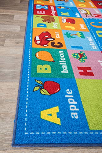 Rugshop Kids Educational Learning Alphabet Symbols Non Skid (Non Slip) Area Rug 3'3" x 4'7" Multi