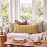 Fancy Homi Decorative Throw Pillow Covers for Bed Couch Bedroom Bench, Soft Lumbar Corduroy Solid Pillow Case, Rustic Farmhouse Boho Room Décor, 54" x 20" (Pack of 1), Mustard Yellow