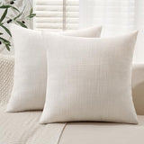 MIULEE Burlap Linen Euro Throw Pillow Covers 24x24 Set of 2 Cream White