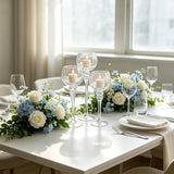 Hosley Set of 3 Crackle Clear Glass Tealight Holders -12 Inch, 10 Inch, 9 Inch Ideal for Weddings Special Events Parties