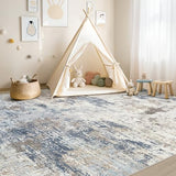 6x9 Area Rug Living Room Rugs - Washable Neutral Modern Abstract Soft Thin Large Rug Indoor Floor No Slip Rug Carpet for Bedroom Under Dining Table Home Office Decor- Denim Blue