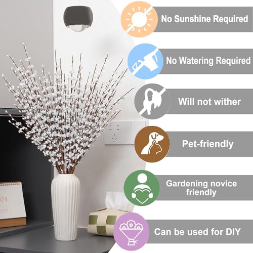 Wootkey 5pcs 29.5" Faux Jasmine Artificial Flowers Tall White Floral Branches Stem for Home Wedding Vase Filler Party DIY Decoration