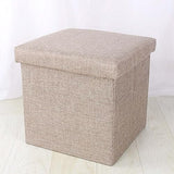 Foldable Upholstered Pouf Storage Ottoman Small Stool for Living Room Footrest with Container Cozy Bench for Sofa Bedroom Home Decor (H 48x30x30cm)