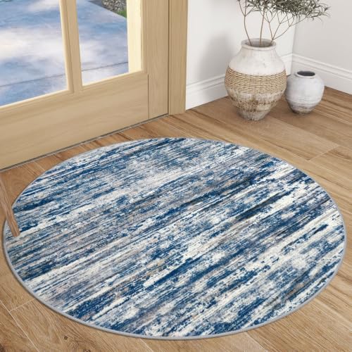 Washable 3ft Circle Round Rug, 3x3 Non-Slip Soft Circular Area Rugs