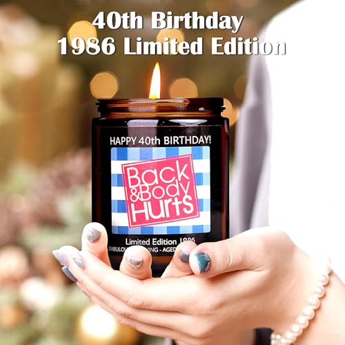 40th Birthday Gifts Women Men, 40th Birthday Decorations for Women Men, Funny 40 Birthday Candle Gifts for Him Her Mom Dad Husband Wife Best Friends Sister, 1986 40 Year Old Gag Gift Ideas